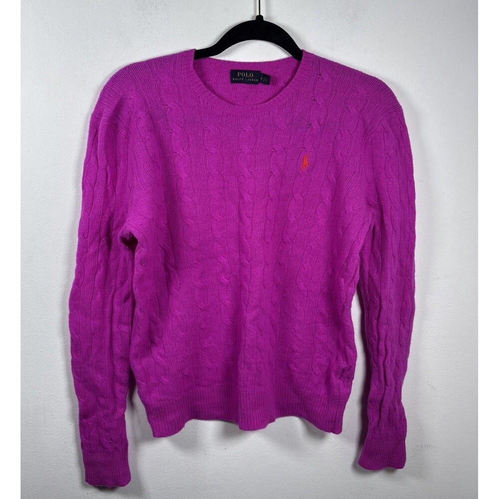 Polo Ralph Lauren Cable Knit Merino Wool Cashmere Sweater Pink Women’s L